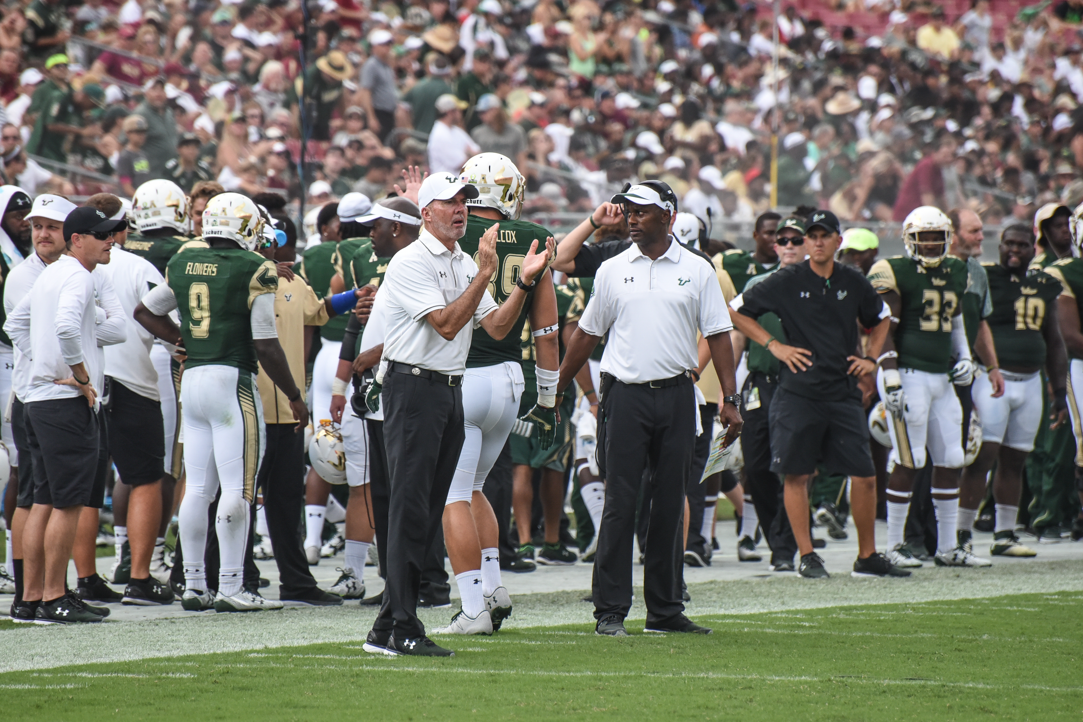 FSU vs USF 2016 104 - Willie Taggart with Mitchell Wilcox by Dennis Akers (4360x2907)