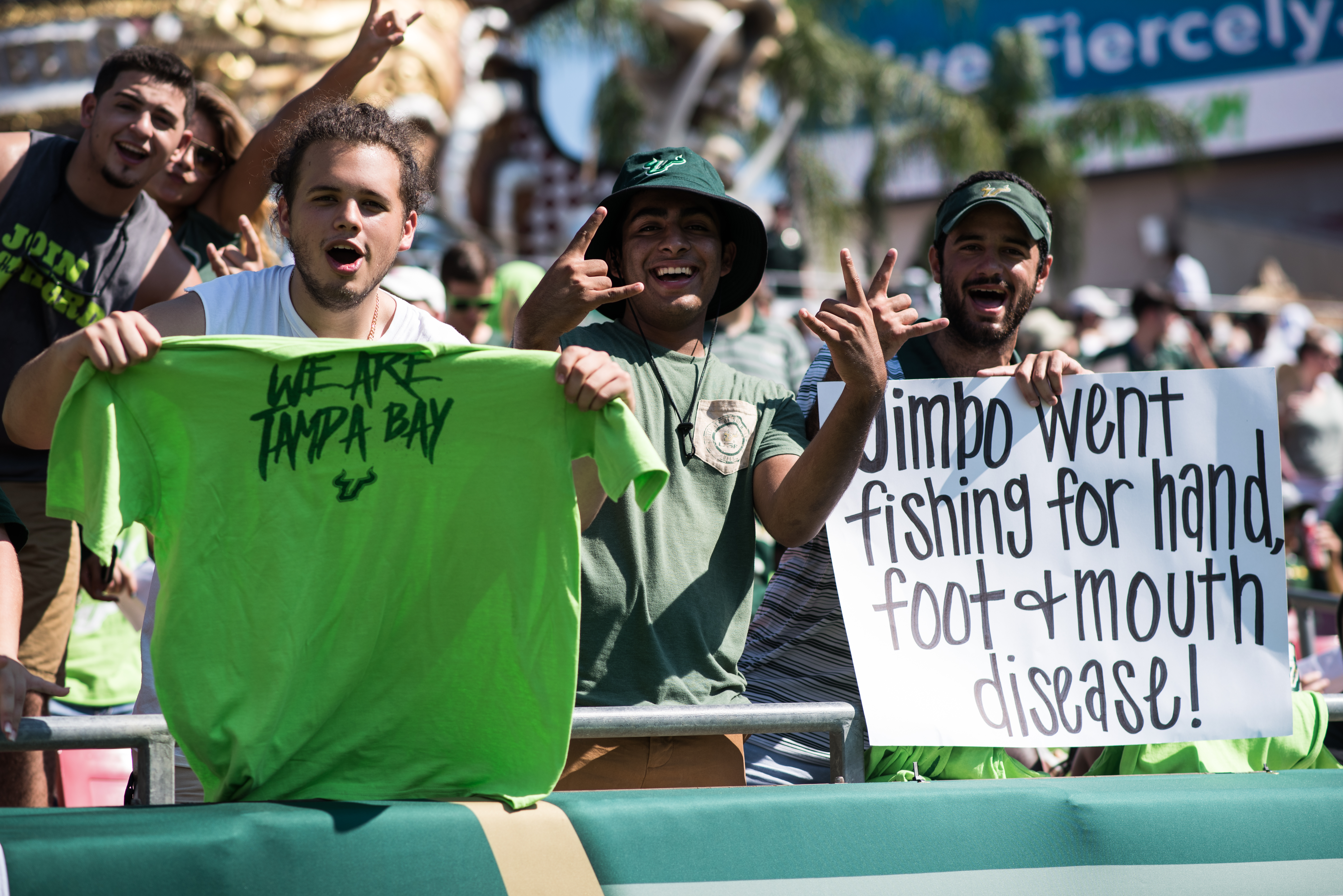 FSU vs USF 2016 20 - Student Section Sign 'Jimbo Went Fishing for Hand, Foot + Mouth Disease' by Dennis Akers (6016x4016)