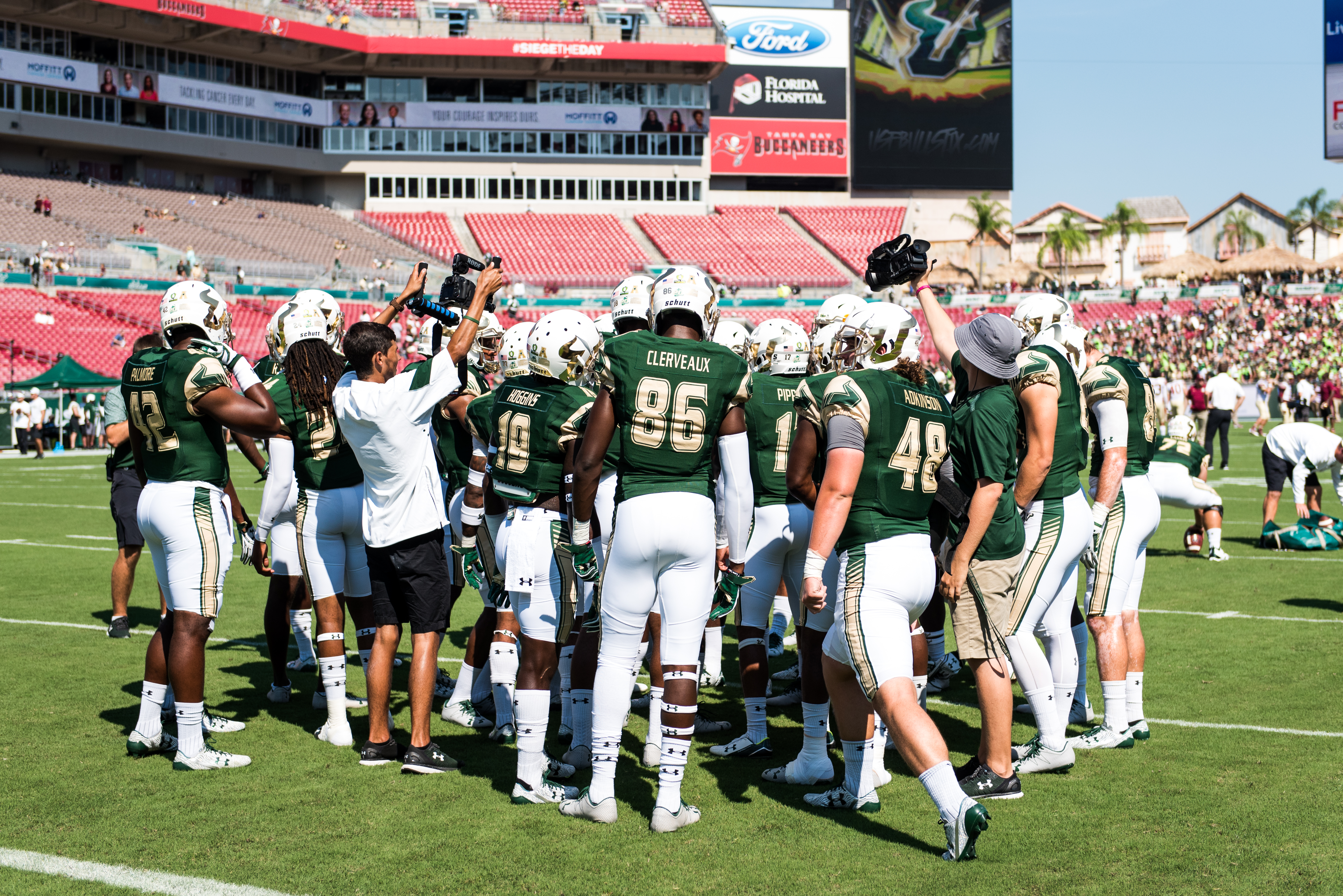 FSU vs USF 2016 35 - USF Team Ronnie Hoggins, Stanley Clerveaux and Spencer Adkinson Pre-game by Dennis Akers (5316x3549)