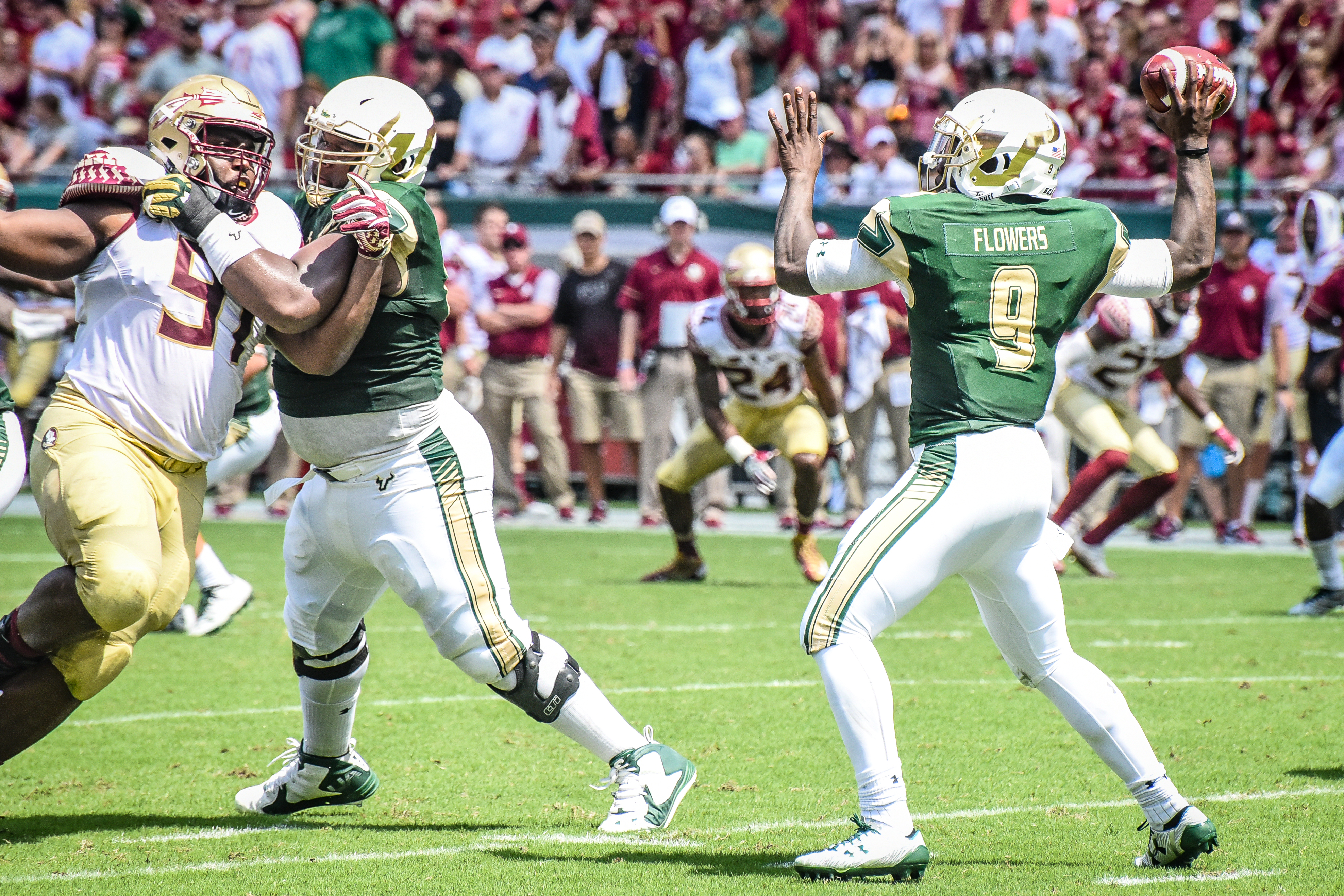 FSU vs USF 2016 74 - Quinton Flowers with solid pass protection by Dennis Akers (3952x2635)