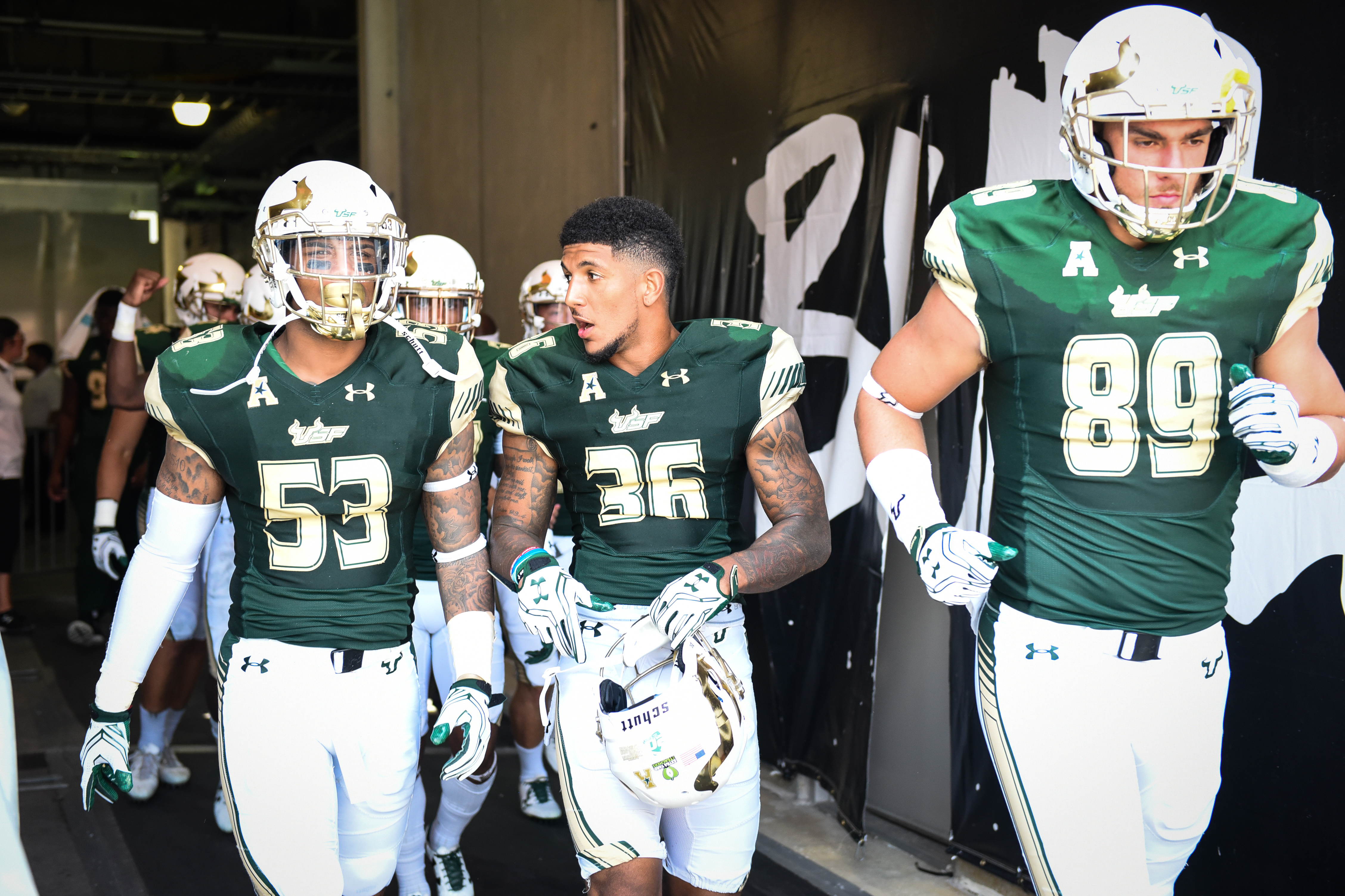 FSU vs USF 2016 82 - Danny Thomas Nate Godwin and Mitchell Wilcox exit the Tunnel by Dennis Akers (4512x3008)