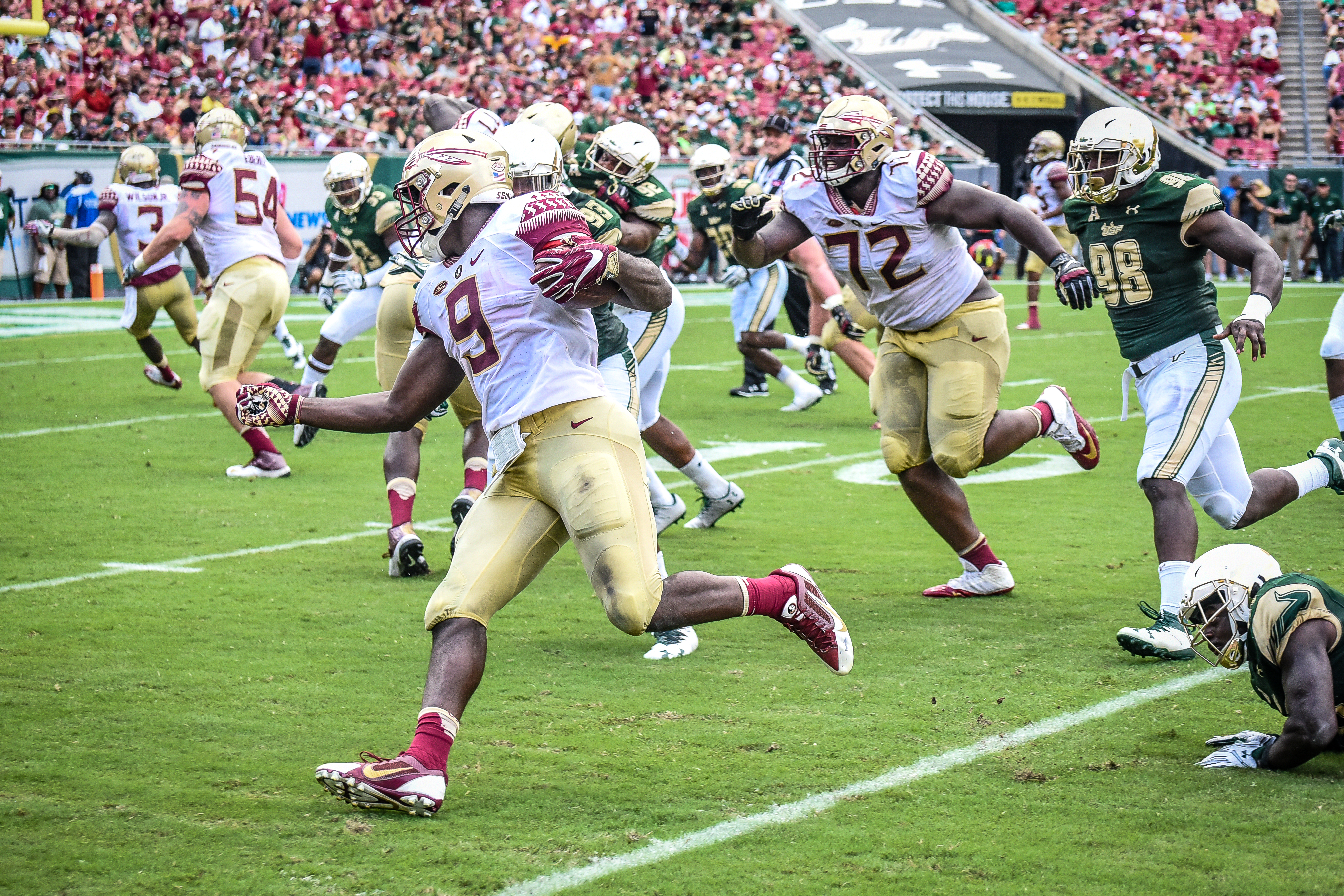FSU vs USF 2016 90 - Jaques Patrick pursued by Kevin Bronson by Dennis Akers (4053x2702)