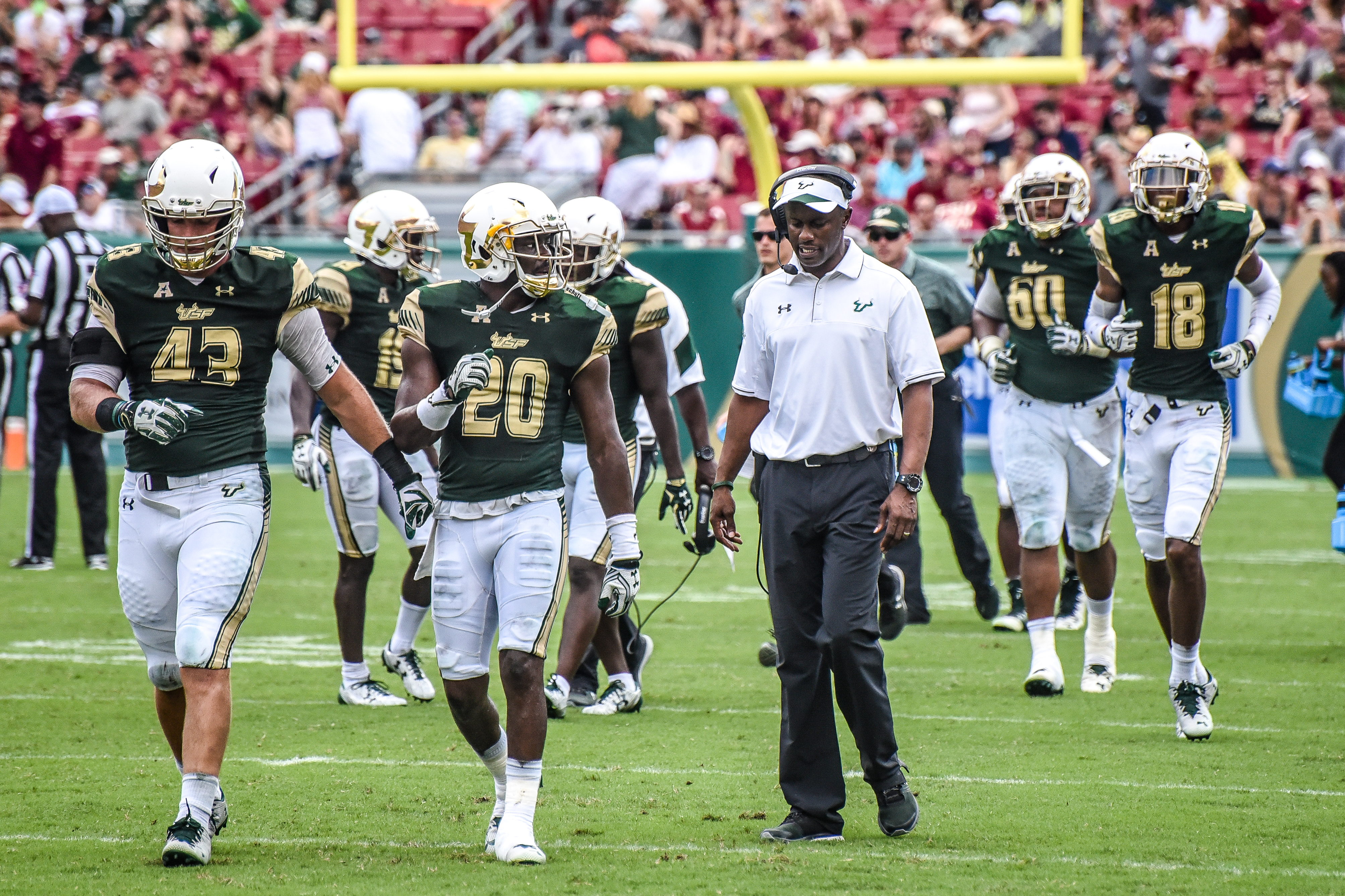FSU vs USF 2016 99 - Willie Taggart with Auggie Sanchez Devin Abraham Jaymon Thomas by Dennis Akers (4013x2675)