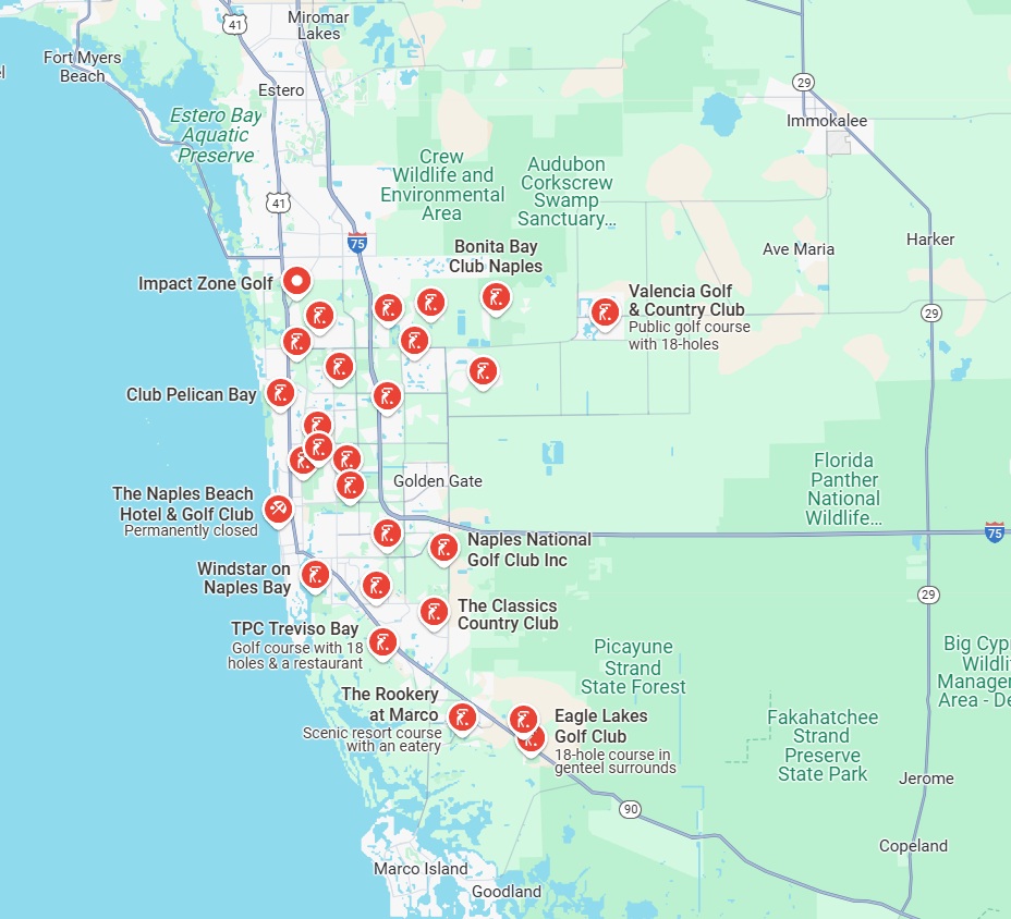 Golf Naples Fl Map Naples Florida Golf Courses Map 