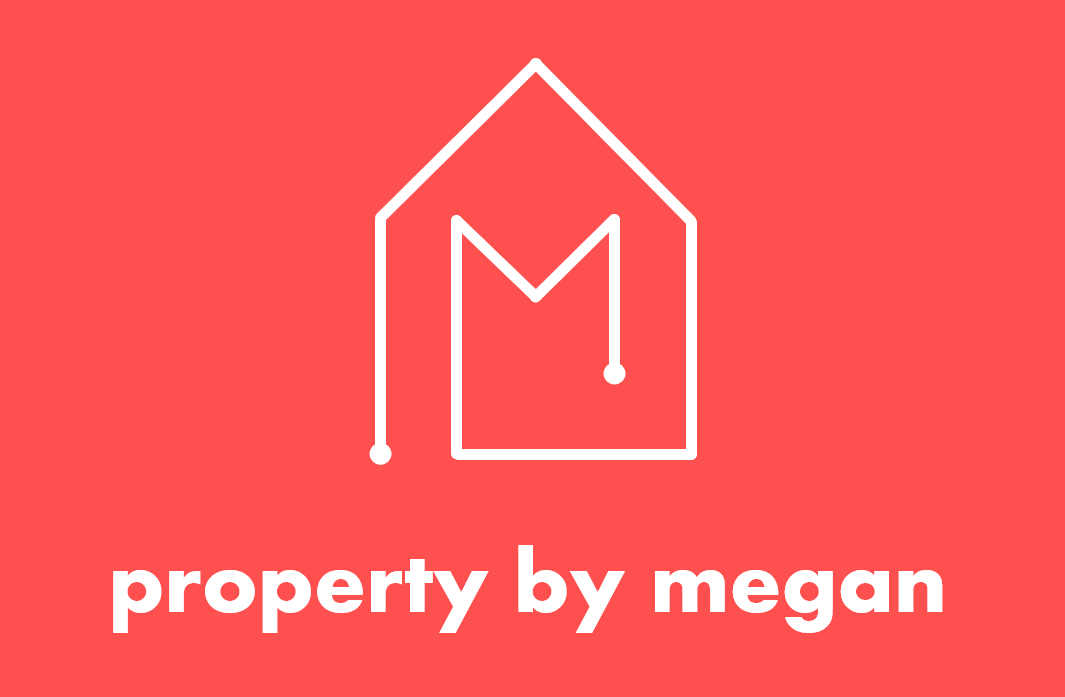 pink logo with a house