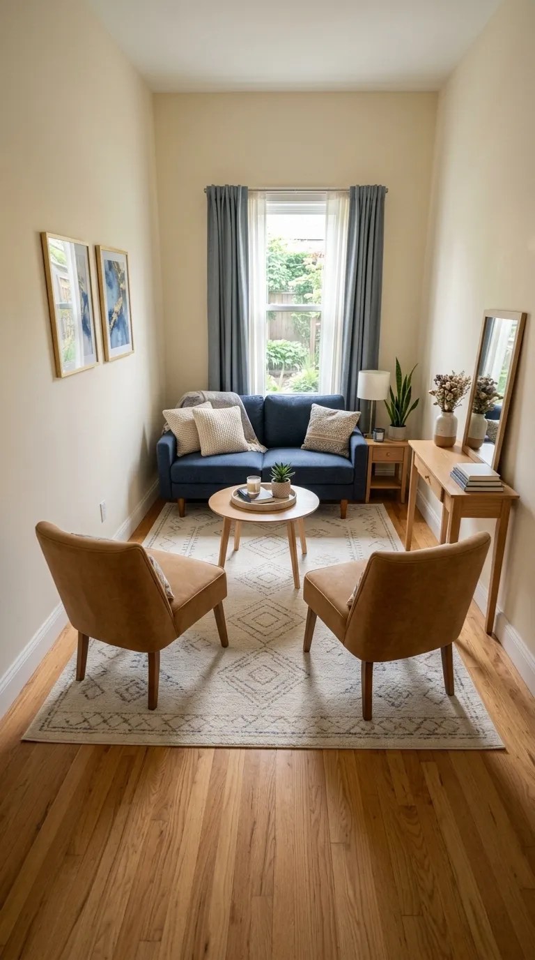(8)--Small Rectangular Living Room Design