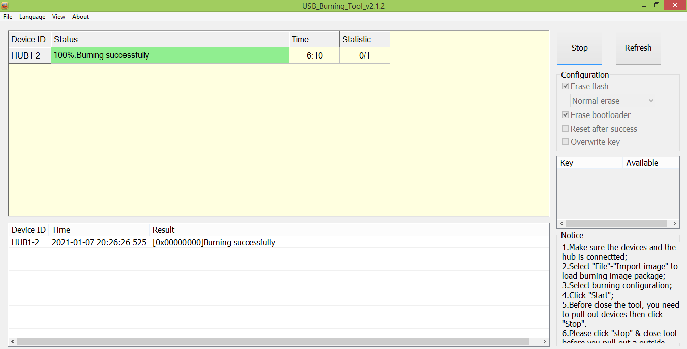 USB Burning Tool v2.1.2 For Amlogic Android Smart tv Box,s