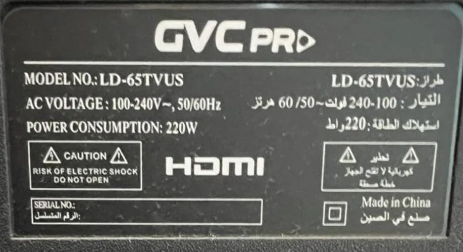 GVC Pro LD-65TVUS Smart Tv Firmware Software