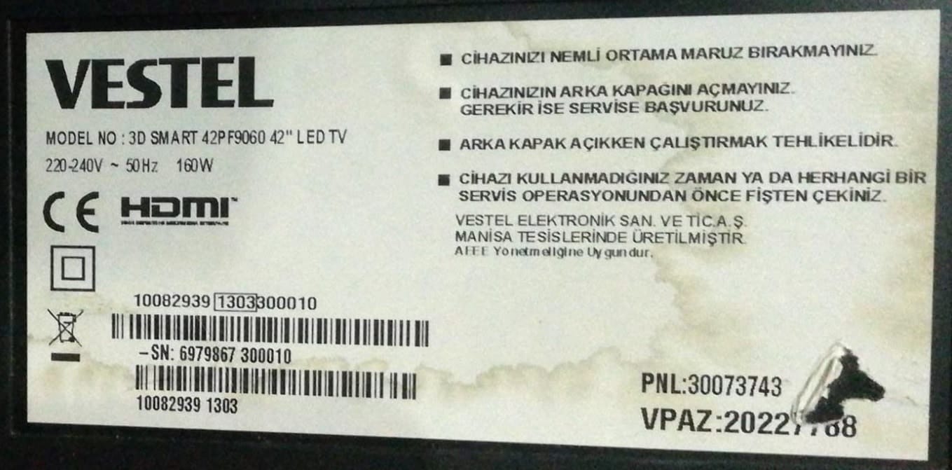 Vestel 42PF9060 Software firmware Download