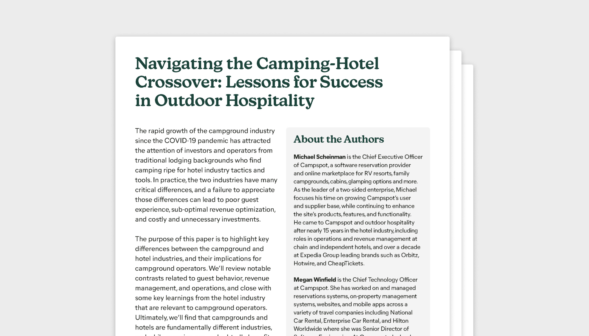 Navigating the Camping-Hotel Crossover: Lessons for Success in Outdoor Hospitality