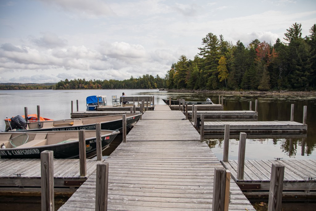 dock with boats at Wild Fox Cabins, Campspot customer