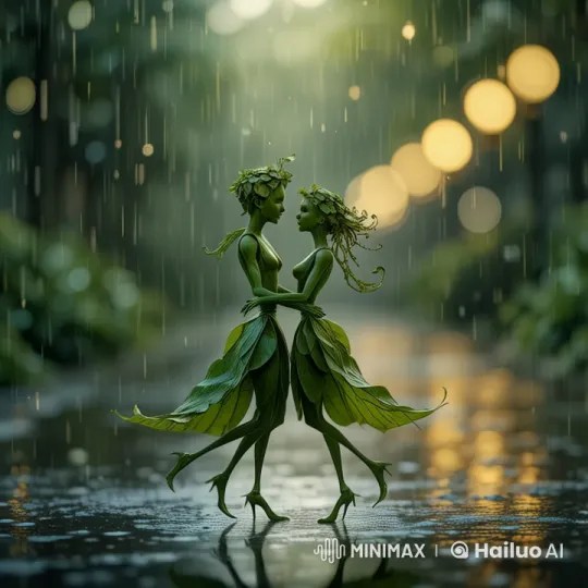 Leaf-Crafted Couple Dances in Rain in Stunning Live2D – AI Generated Video  | Hailuo AI