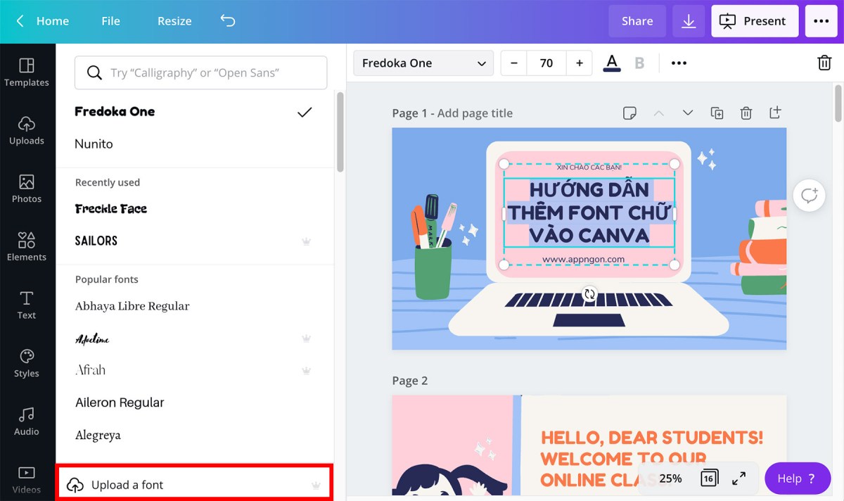 Tải Font Chữ Lên Canva