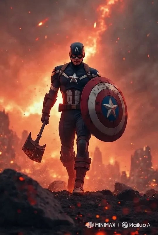 Anh hùng và bạn đồng hành robot tiến về phía trước với hình ảnh緩慢電影效果– AI  Generated Video | Hailuo AI