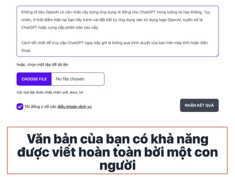 ChatGPT phân tích văn bản tải lên