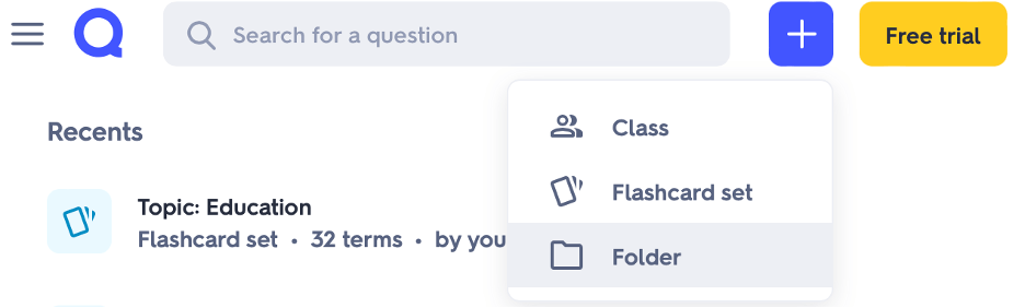giao diện tạo thẻ học trên Quizlet