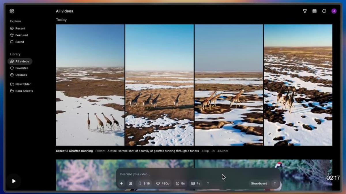 OpenAI Sora's user interface for video creation