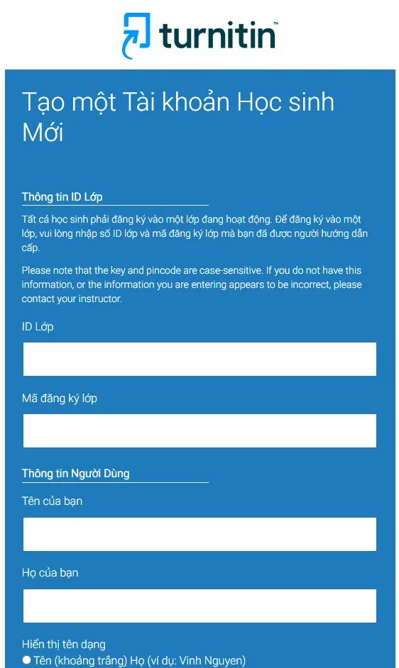 Giao diện chính của Turnitin sau khi đăng nhập