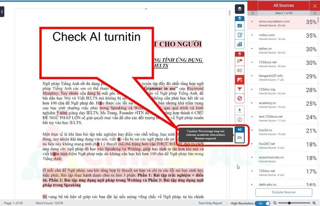 Tổng quan cơ sở dữ liệu Turnitin