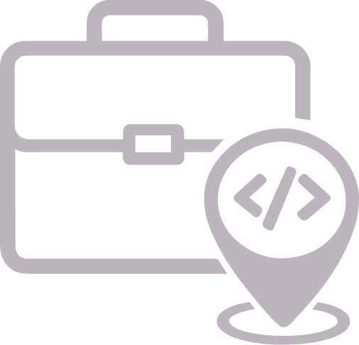 Software Local Counsel icon with image of briefcase and location pin