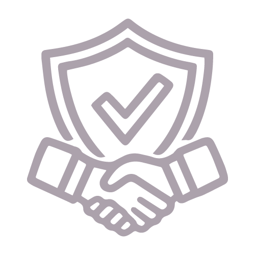 Shield with a checkmark above a handshake