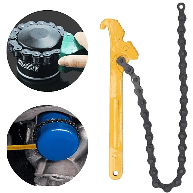 Clé à Chaîne AMCAR Pour Filtre à Huile - Ouverture 45 Cm, Acier Renforcé, Poignée Ergonomique