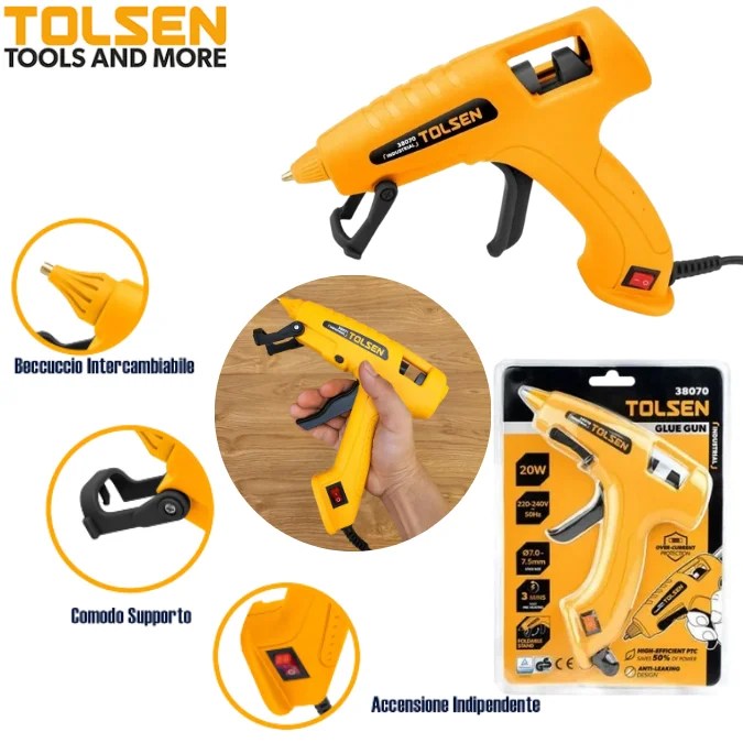 PISTOLET SILICONE ELEC. 20 W TOLSEN 38070 - Meilleur Prix | SOGEDIM Market