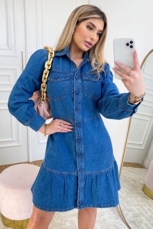 VESTIDO JEANS MIDI BABADO