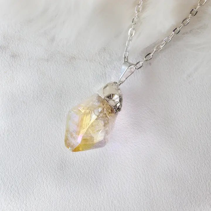 2014b12b48e5e3c39092ccec6c241cfb8f064e89c14abe42c0ee9bb8bec8a59b Angel Aura Citrine Point Pendant Silver Plated