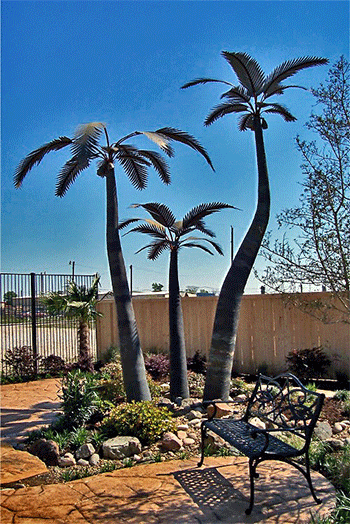 Vintage Art Deco Retro 186cm Tall Large Antique Gold Palm Tree Leaf Metal Floor Lamp Round Metal Base