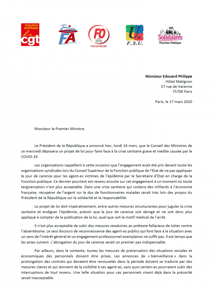 Repris le travail que six jours après la fin de l'arrêt maladie dans le premier cas (cass. Courrier A E Philippe Pour La Fin Du Jour De Carence La Prolongation Des Contrats La Fin Des Restructurations Des Moyens Pour Les Services Publics