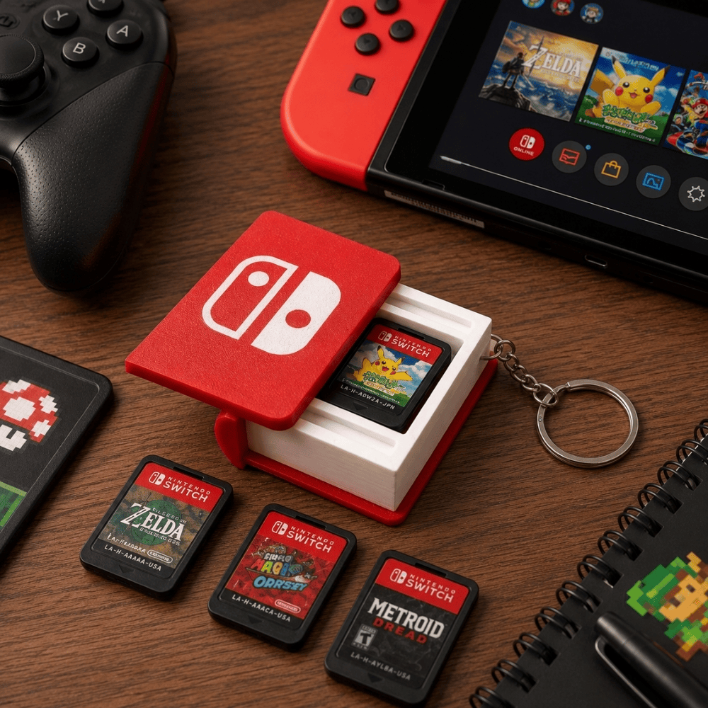 Nintendo Switch Game Card Holder Keychain – Holds 4 Game Cards