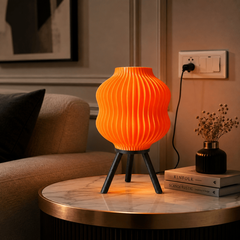 Modern 3D Printed Table Lamp | Warm LED Bedside & Decorative Ambient Lamp