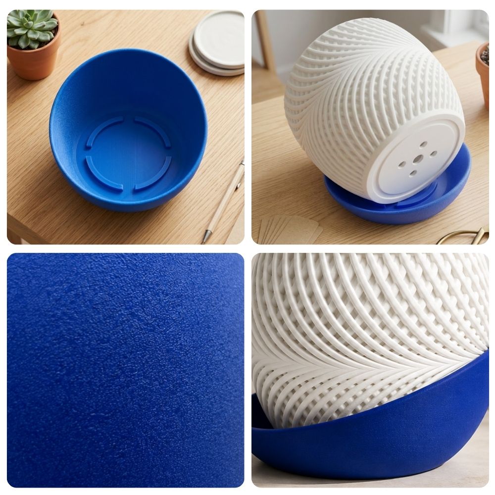 3D Printed Planter Pot with Drainage Tray | Decorative Indoor Plant Pot