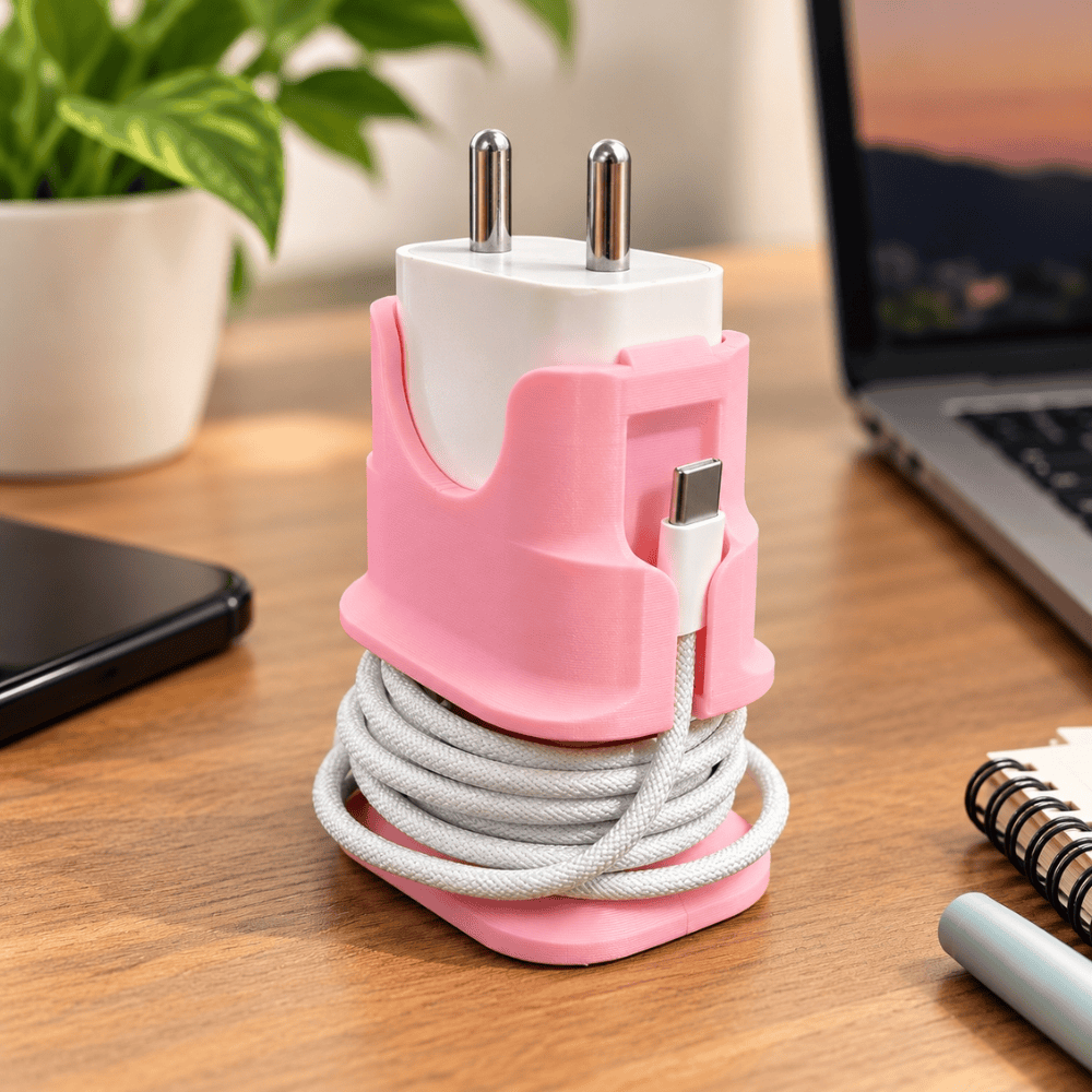 3D Printed Cable Organizer & Charger Holder – Desk Cable Management Stand