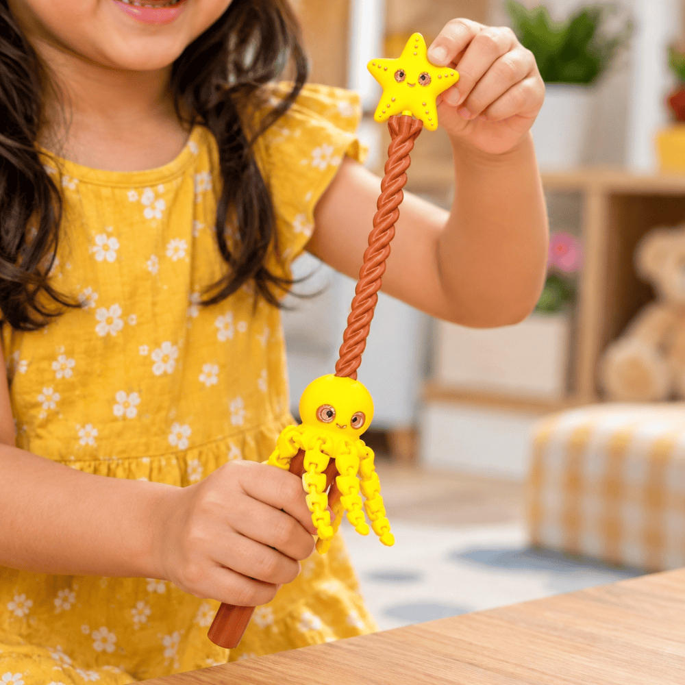3D Printed Star Wand with Octopus Spinner Toy for Kids