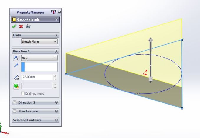 solidworks exercises-how to create 3d triangular block traingle extrude boss application