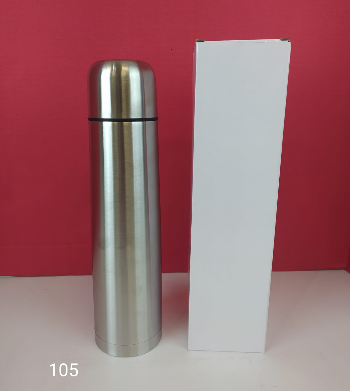 Termo de acero inoxidable doble pared, natural, 1000 ml