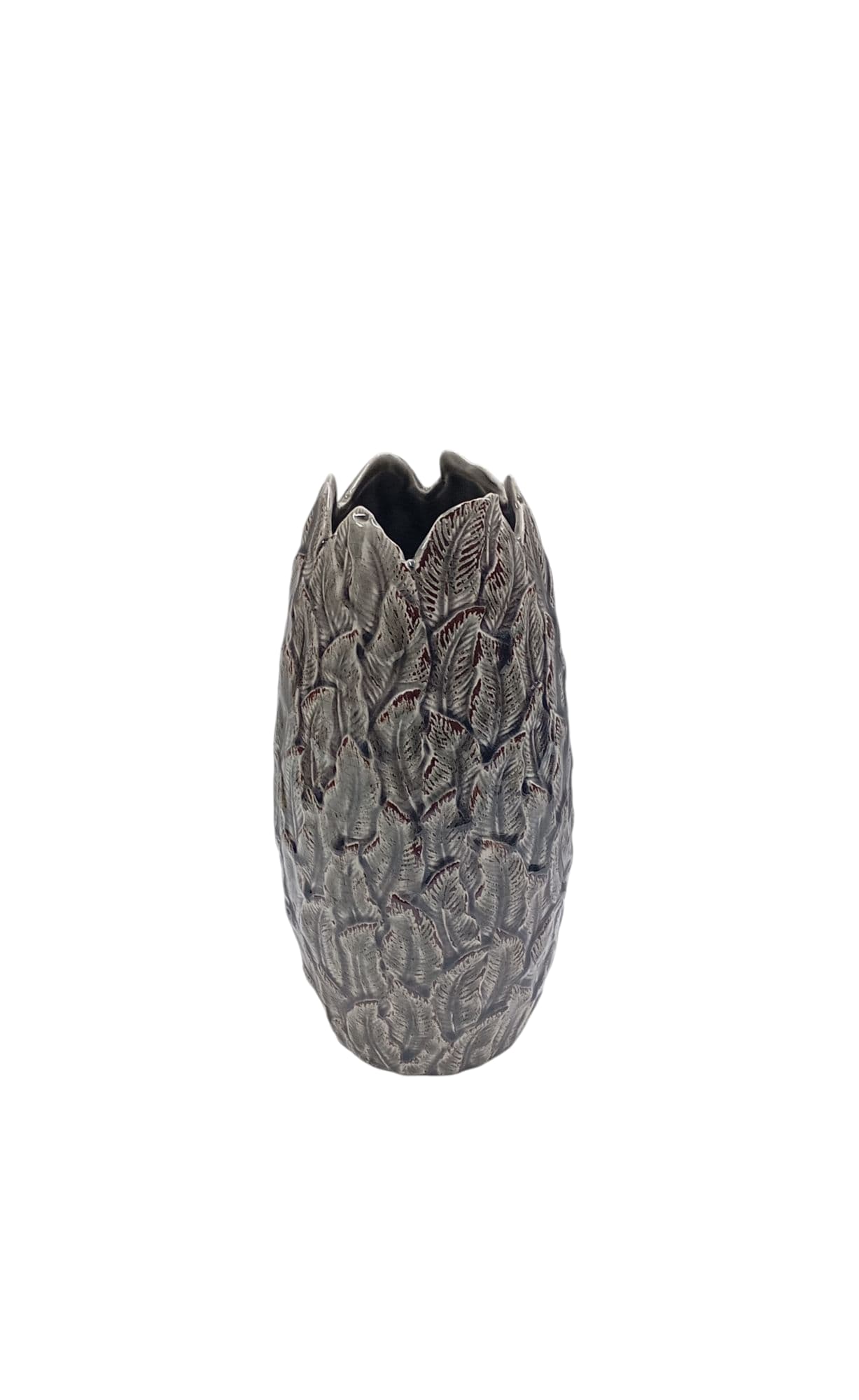FLORERO CERAMIC 8X27cm HOJAS