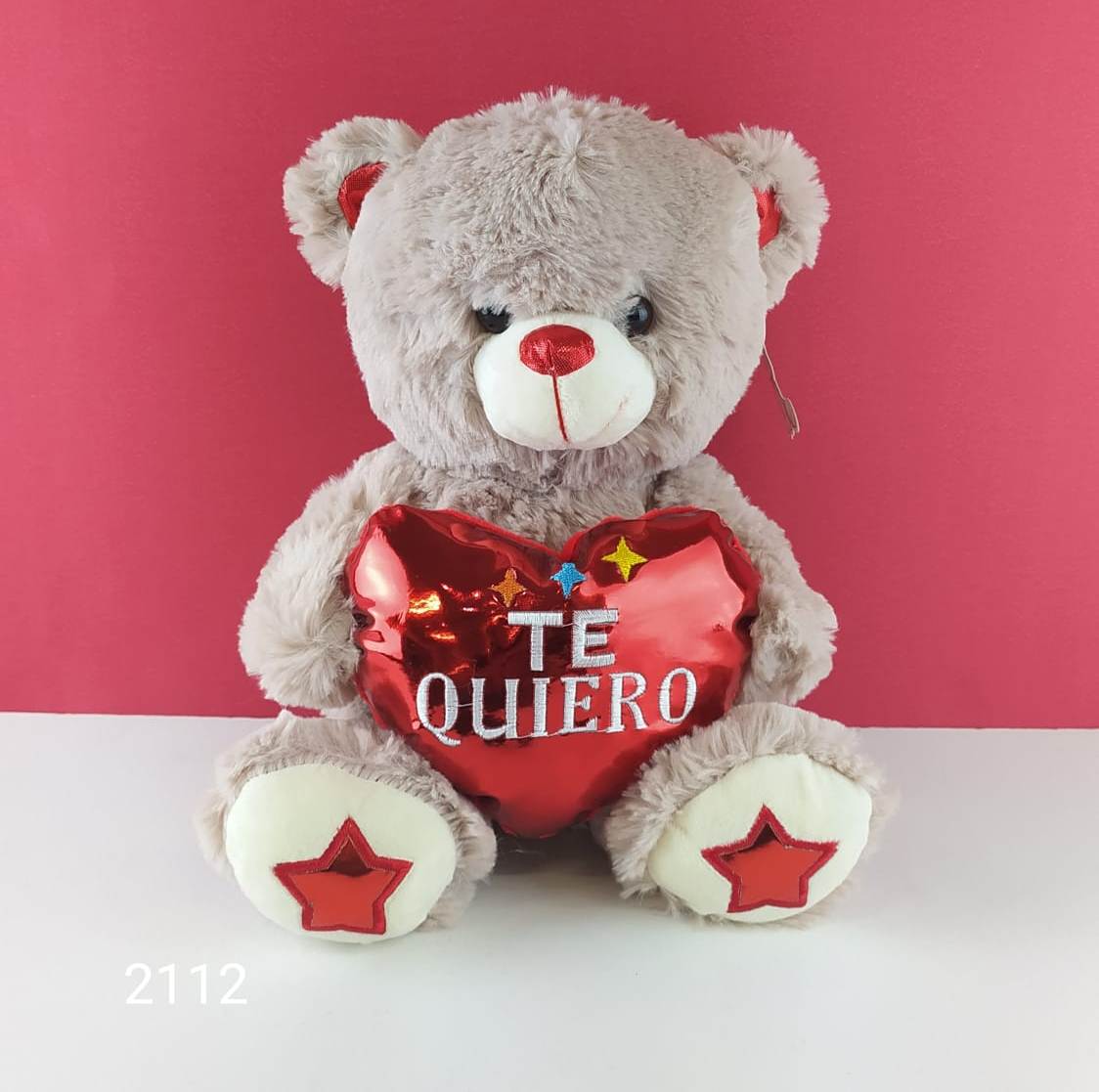 Peluche 30 cm con corazón brillante, 3 colores surtidos
