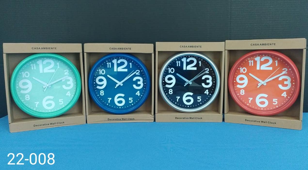 RELOJ DE PARED 21.6cm COLORES
