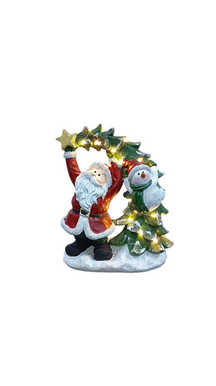 POLY SANTA/SNOWMAN C/LUZ 19X23
