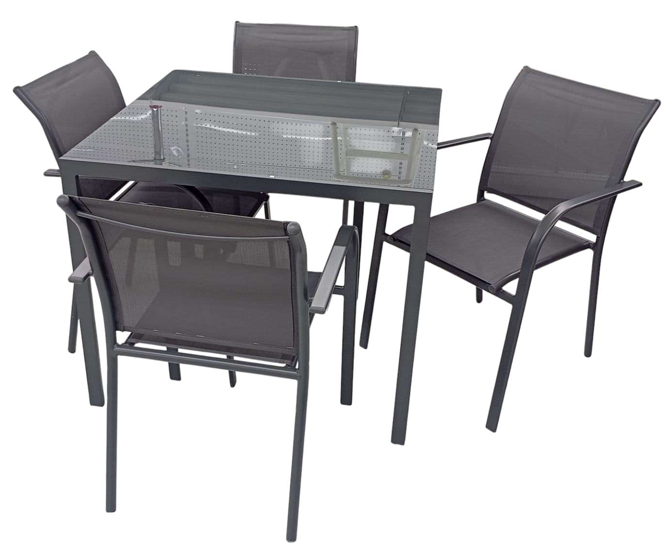 JGO COMEDOR ALUM.CUAD.1+4 GRIS