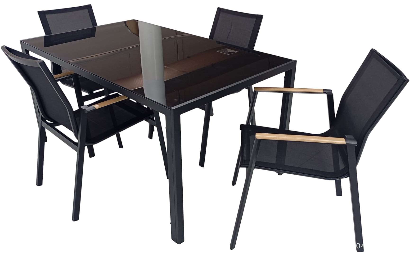 JGO COMEDOR ALUM.1+4 NEGRO