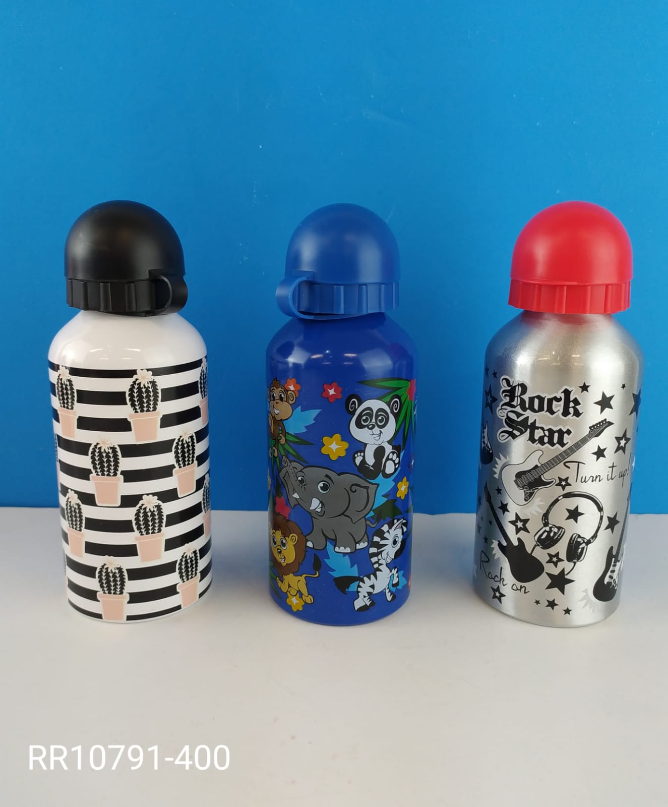 Botella de aluminio estampada 400 ml, surtida
