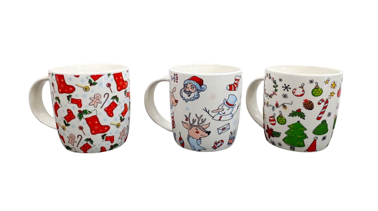 Pozuelo navideño 12 oz con tema de Navidad, 4 diseños surtidos