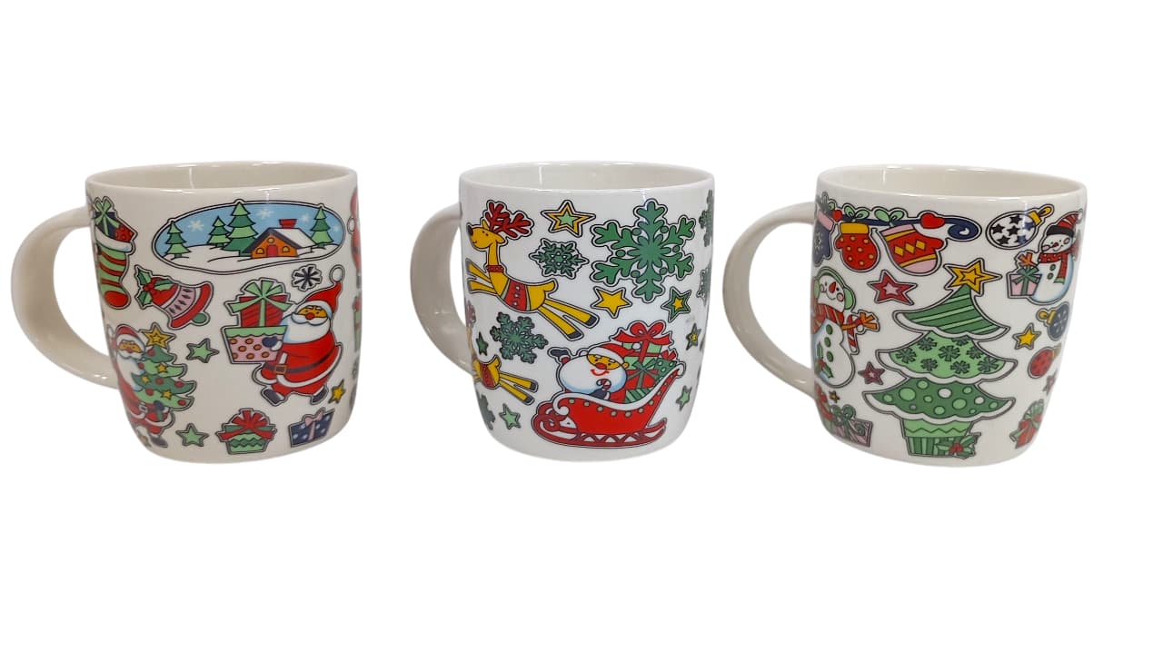 Pozuelo navideño 12 oz con tema de Navidad, 4 diseños surtidos