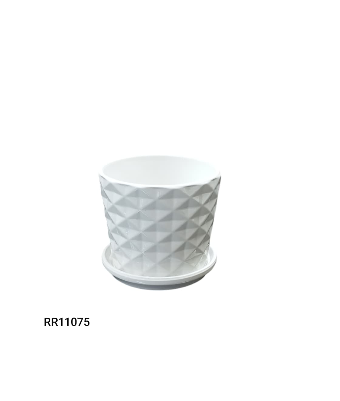 Macetero con plato 14 x 11.5 cm, blanco