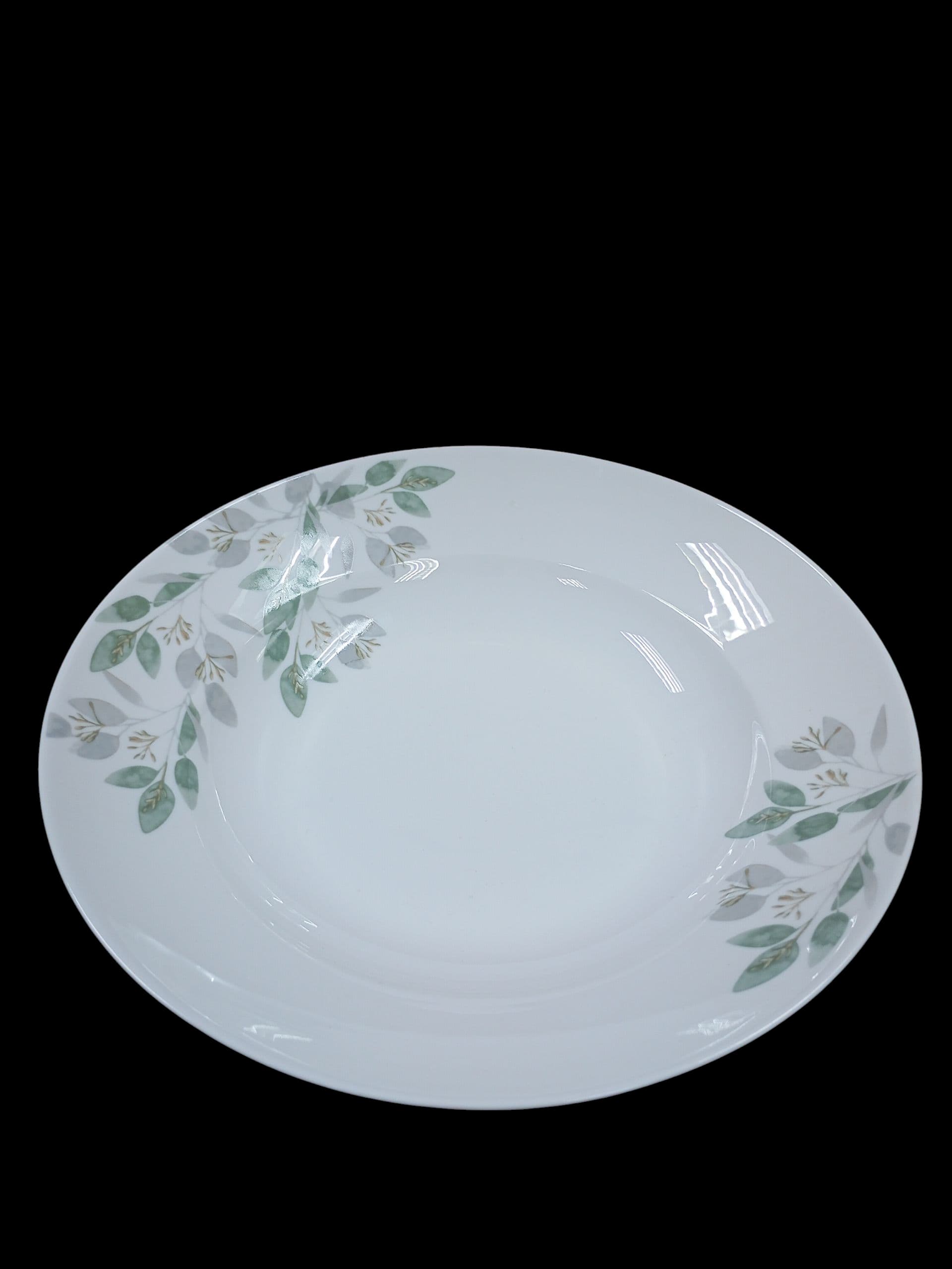 Plato hondo 9.5" estampado con hojas
