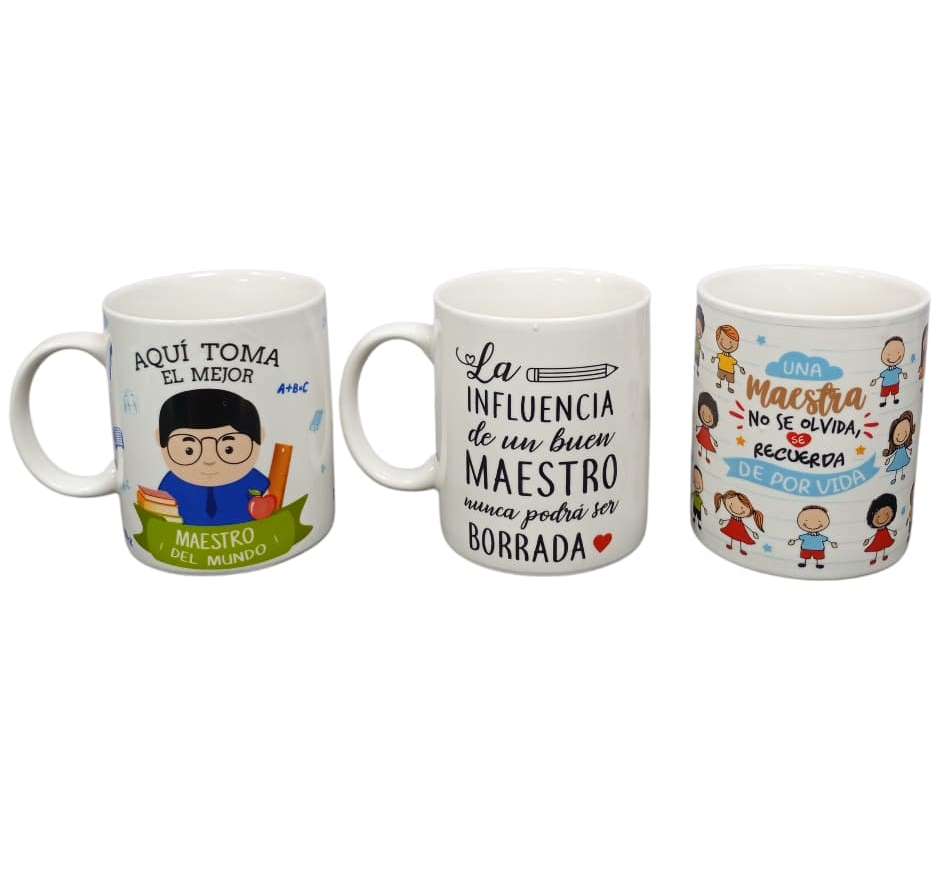 Pozuelo 12 oz con tema de Día del Maestro, 3 diseños surtidos